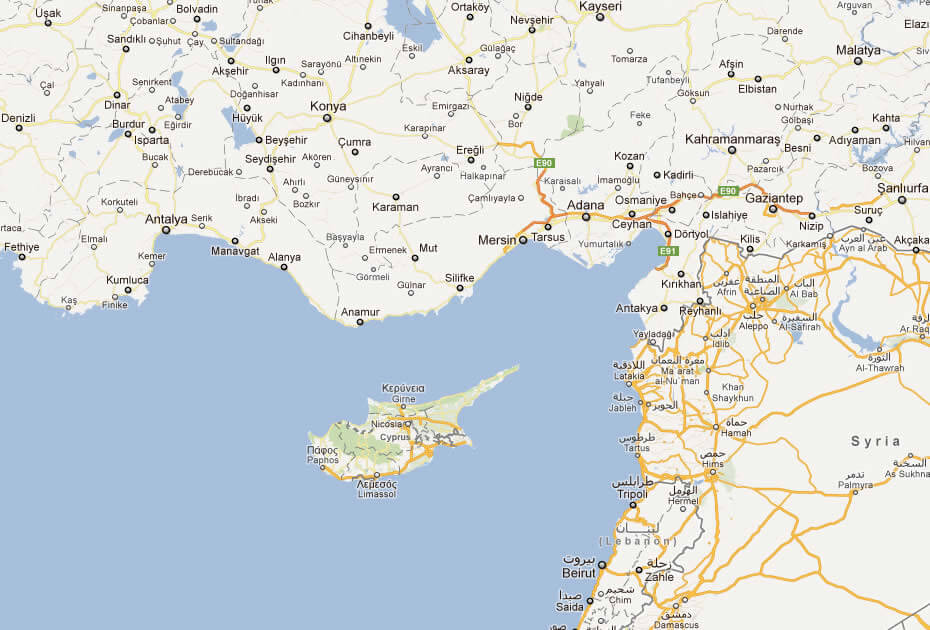 Akrotiri ve Dhekelia kibris haritasi